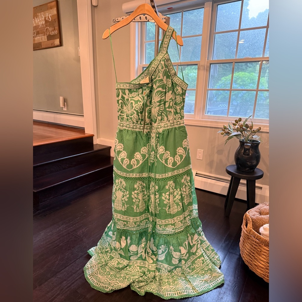 FARM Rio Green and White Floral Dress